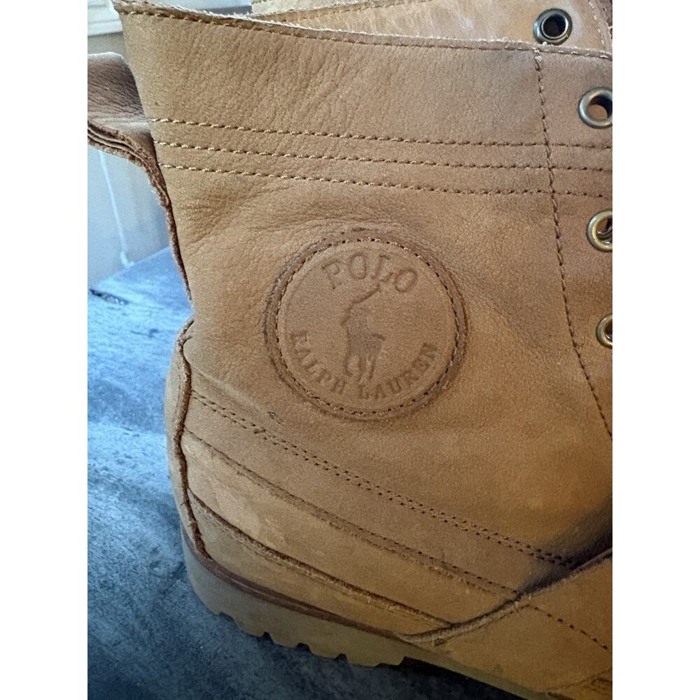 POLO Ralph Lauren Ranger Leather Lace Up Buckle Boots Men’s Size 7.5 Brown Tan - Picture 2 of 10
